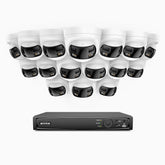 FDH800 - 16 Channel PoE Security System with 16 X 8MP UHD Dual Lens Cameras, 180° Panoramic View, Smart Dual Light Night Vision, Two-Way Audio, Active Siren & Alarm, Human & Vehicle Detection, IP67